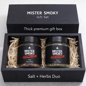 MISTER SMOKY Salt & Herbs Duo Set – Handmade Seasoning Pair MISTER SMOKY Salt & Herbs Duo Set – Handmade Seasoning Pair